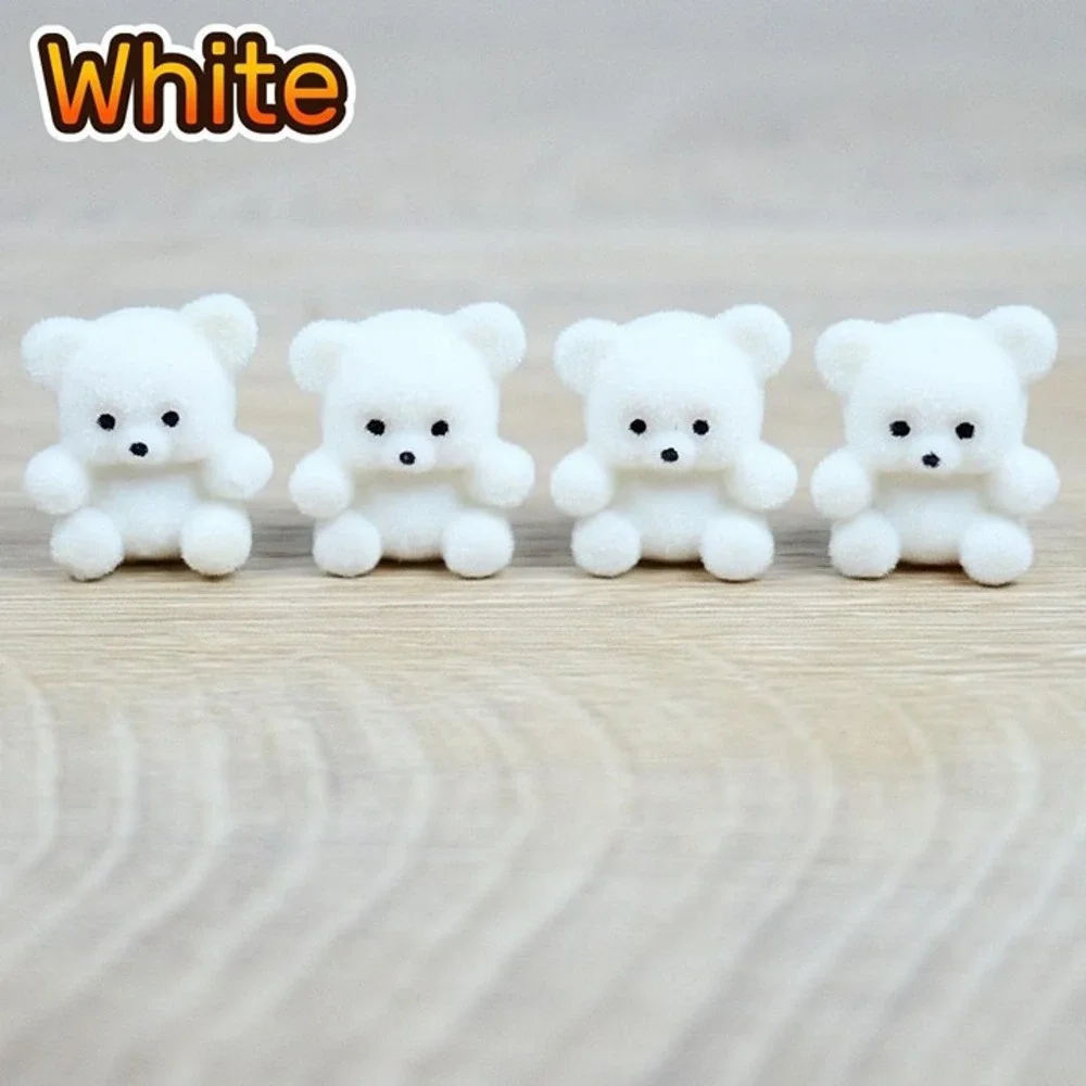Miniature Flocked White Teddy Bears - 1